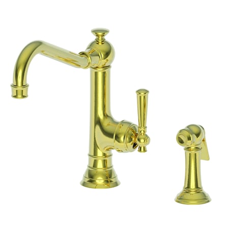 Newport Brass Single Handle Kitchen Faucet W/ Side Spray, Brass Uncoated (Living) 2470-5313-03N